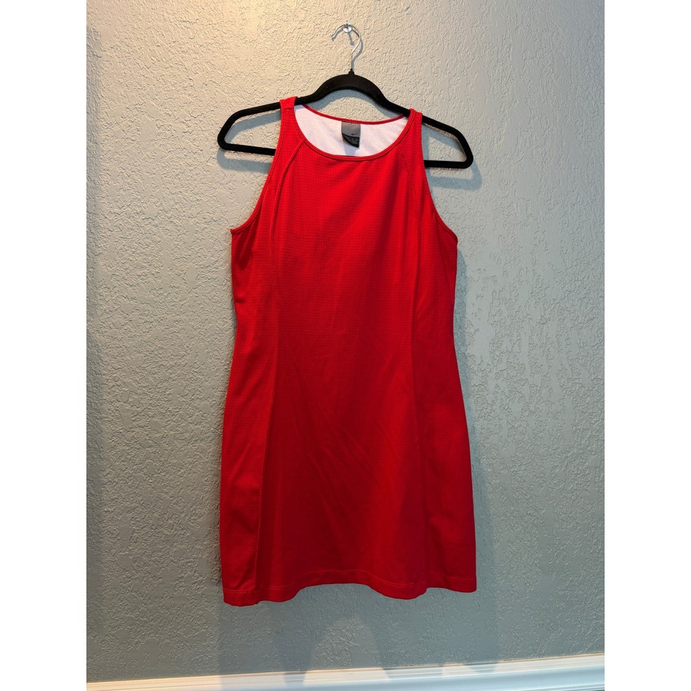 Nike Court Dri-FIT Red Mesh Tennis Dress Sleeveless Athletic Girls Large 12-14